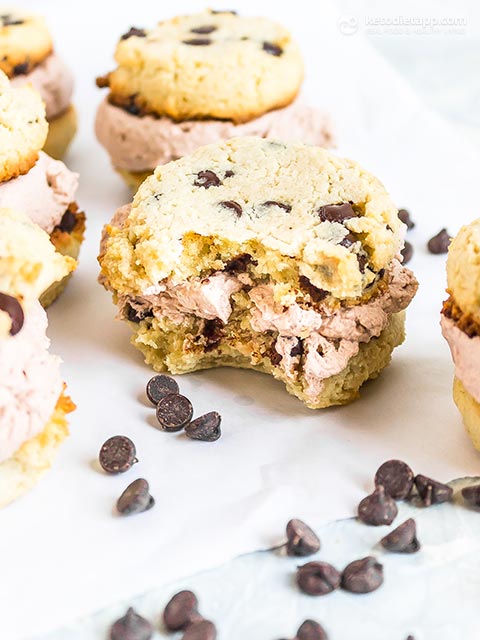 Keto Chocolate Chip Cookie Ice Cream Sandwiches