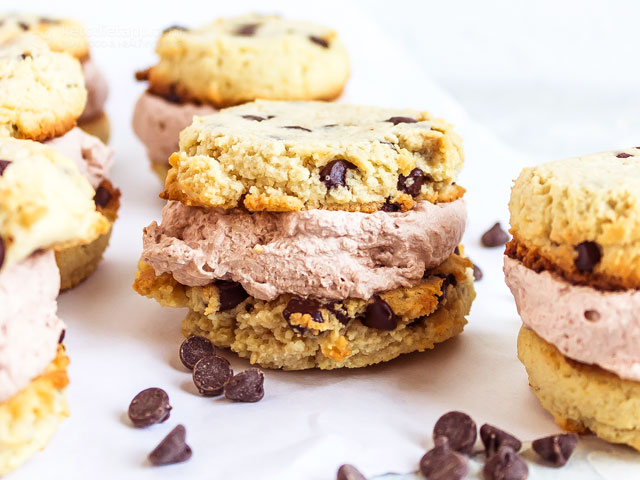 Keto Chocolate Chip Cookie Ice Cream Sandwiches