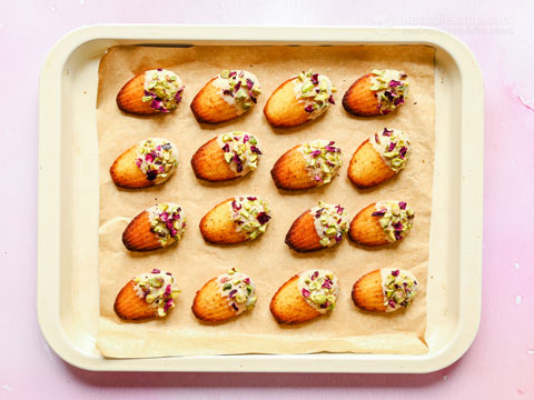 Keto Pistachio, Rose & White Chocolate Madeleines