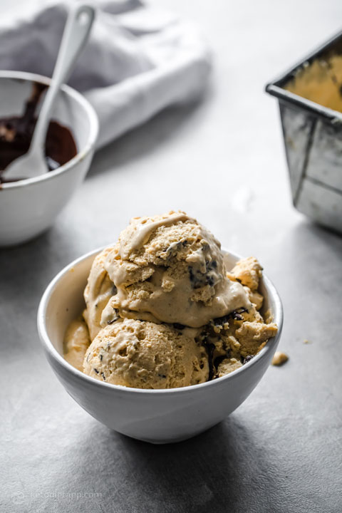 Keto Pumpkin Pie Ice Cream with Chocolate Swirls