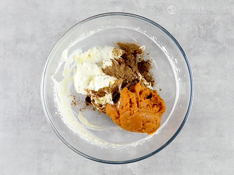 Keto Pumpkin Pie Ice Cream with Chocolate Swirls