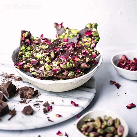 Keto Rose & Pistachio Chocolate Bark