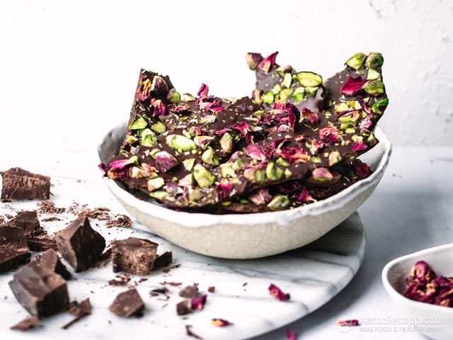 Keto Rose & Pistachio Chocolate Bark