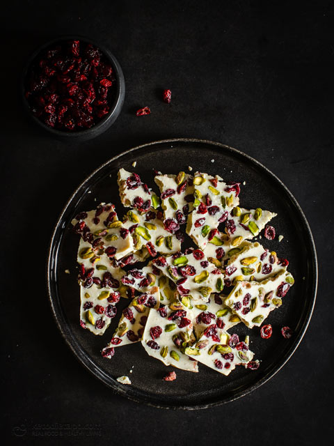 Keto White Chocolate Cranberry Bark