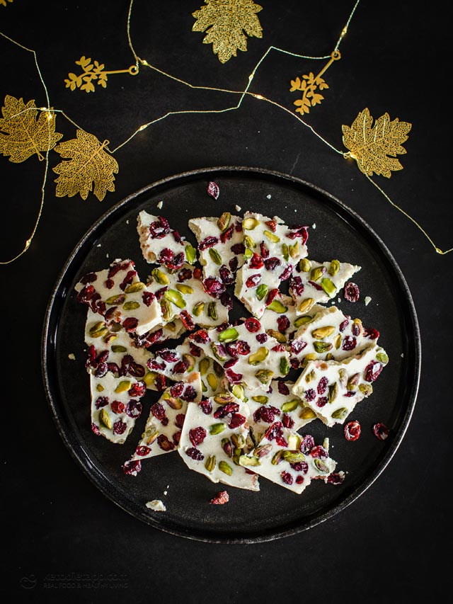 Keto White Chocolate Cranberry Bark