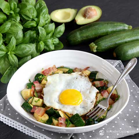 Keto Bacon Zucchini Breakfast Hash