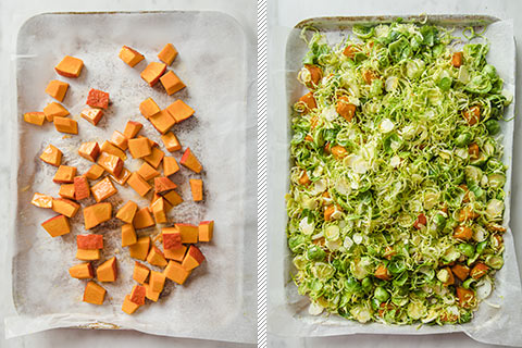 Butter Brussels Sprouts with Pumpkin & Chestnuts