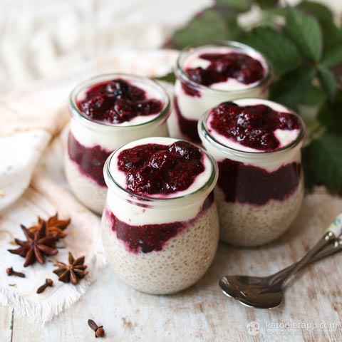 Keto Mulled Berry Chia Parfaits