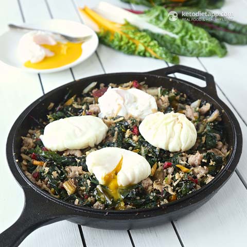 Low-Carb Rainbow Chard & Sausage Hash