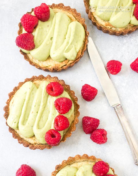 Low-Carb Raspberry & Pistachio Tarts